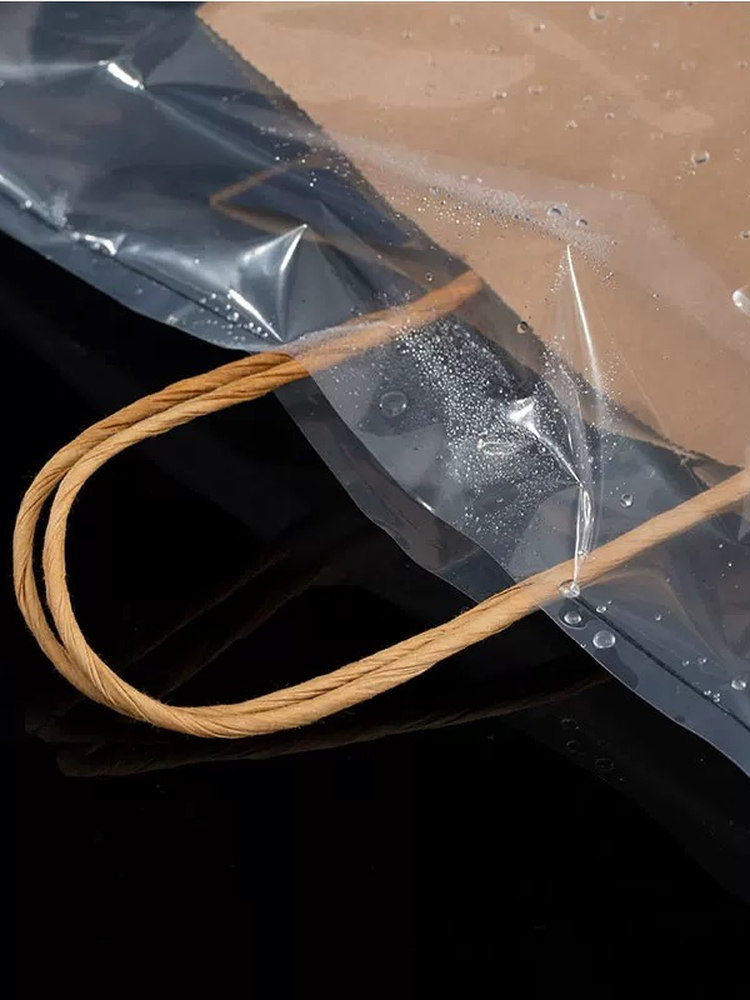 Bolsos de mano para llevar bolsas de papel impermeables, café Ruixing, café Nova, bolsas transparentes impermeables a prueba de lluvia