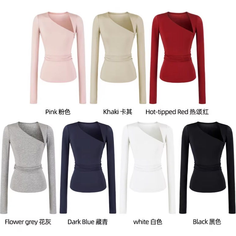 Asymmetrical One-Shoulder T-Shirt for Women, Stretchy Base Shirt, Lightweight Tencel Lyocell Cover-Up, Ruched Soft Long-Sleeve Top Asymmetrical One-Shoulder T-Shirt for Women, Stretchy Base Shirt, Lightweight Tencel Lyocell Cover-Up, Ruched Soft Long-Sleeve Top