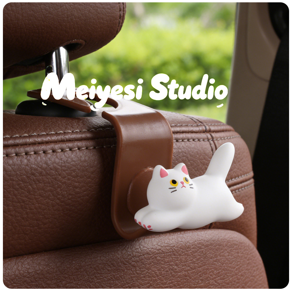 Cute Cartoon Striped Cat Car Seat Hook Car Rear Seat Back Storage Decorative Hook