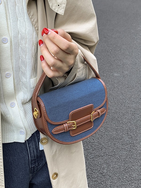 Bolsa de silla de mano de alto impacto de color para mujeres 2025 nuevo estilo transfronterizo de color de moda empalme multicolor de hombro