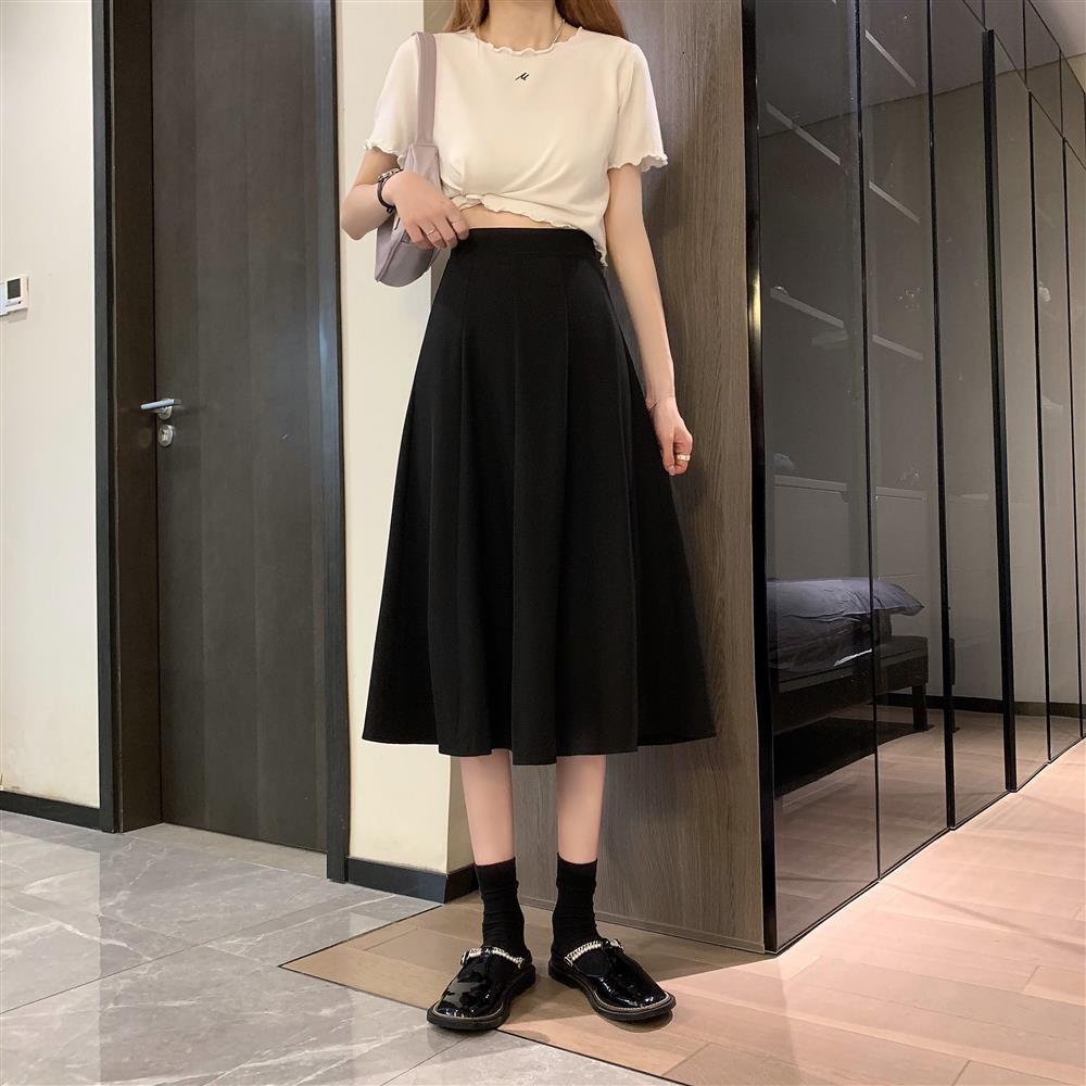 New plus size high waist slimming versatile skirt women's black A- line mid-length one-step skirt chubby girl sheath skirt