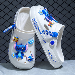 Men's Hole Shoes 2024 Summer New Ins Fashionable Outwear All-match Non-slip Thick Bottom Beach Baotou Slippers for Men