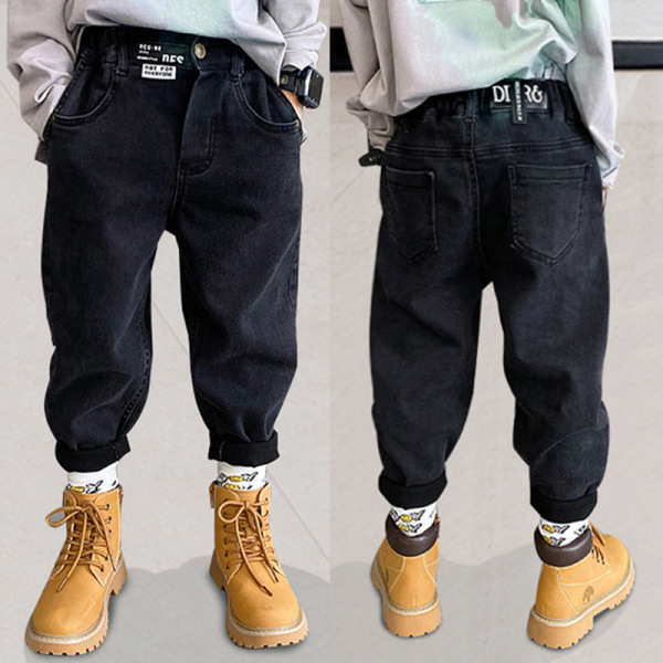Black children's autumn jeans for boys