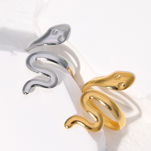 Cross-border European and American stainless steel rings for men and women, adjustable open finger rings, personalized snake-shaped niche titanium steel rings wholesale