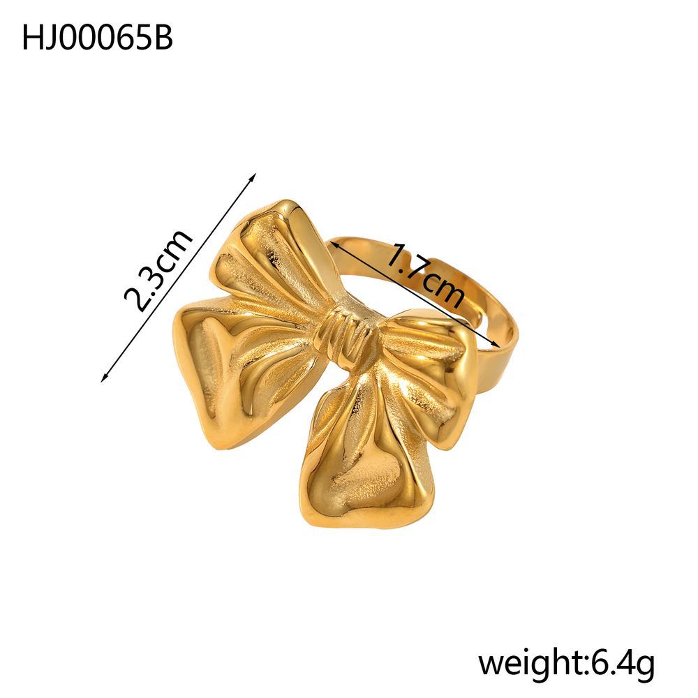 Stainless Steel Gold Color Bowtie Ring