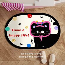 异形波点可爱黑猫软硅藻泥浴室地垫防滑吸水速干垫卫生间门口脚垫