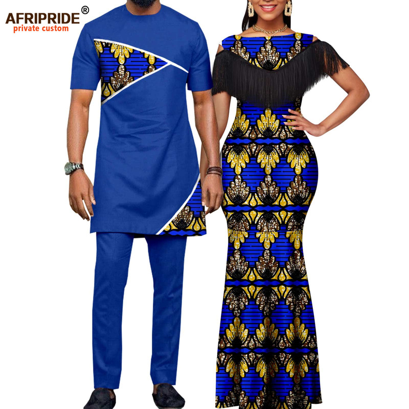 african batik cotton couple suit women dress men suit AFRIPRIDE Y23C009 african batik cotton couple suit women dress men suit AFRIPRIDE Y23C009
