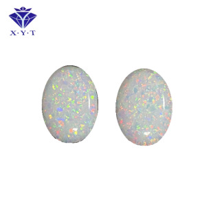 Opper Synthetic Opal Flat Bottom Semi-circular Oval Artificial Opal Bare Stone