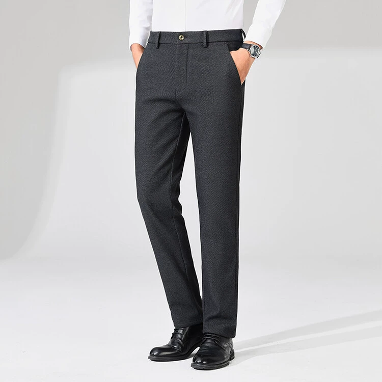 Новые мужские брюки из хлопковой шерсти, осенние мужские повседневные брюки, деловые прямые эластичные мужские брюки, шлифовальная, не гладильная, морщинистая шерсть
