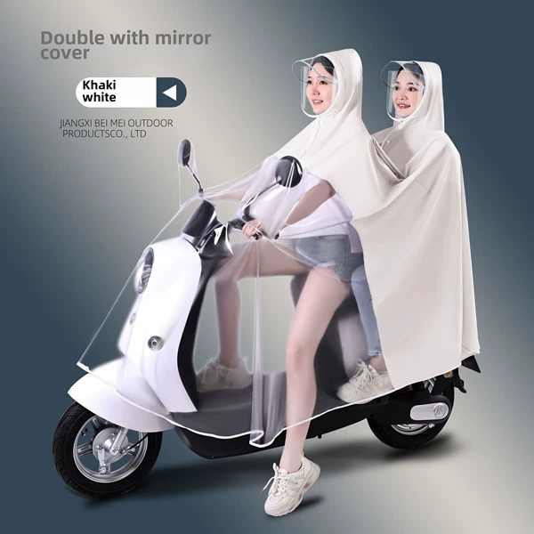 Khaki tandem bike, family style