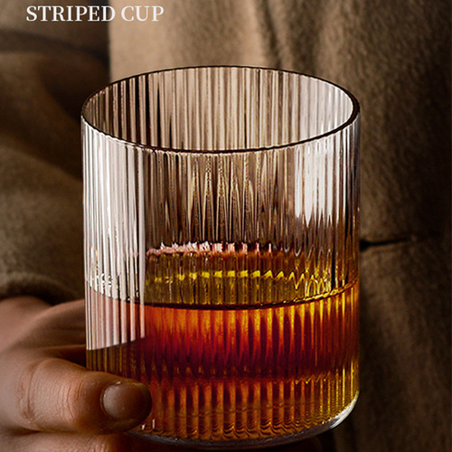 Ins-style Japanese vertical stripe glass cups, creative fine striped transparent glass cups for home, beer, coffee, milk, and water glasses