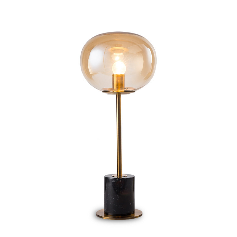Lámpara de dormitorio de mármol, lámpara de noche de cristal decorativa de estilo americano para villas y hoteles, luz LED de ambiente de lujo.
