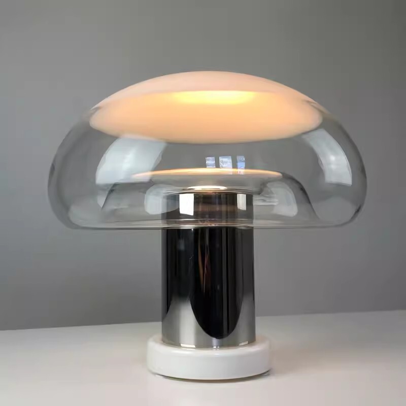 New Simple Glass Table Lamp Bedroom Bedside Lamp Ancient Designer Model Room Living Room Children's Room Mushroom Lamp