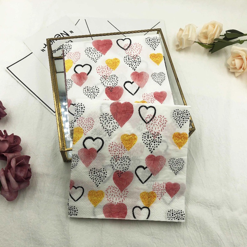 Servilletas de Papel Estampadas 2 Capas 33cm 20 Hojas de Pulpa de Madera para Bodas
