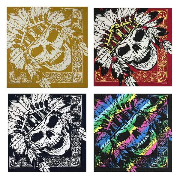 Cotton 54* 54cm Indian Skull Bandana Square Scarf Multifunctional European and American Style Cycling Face Scarf Direct from Factory
