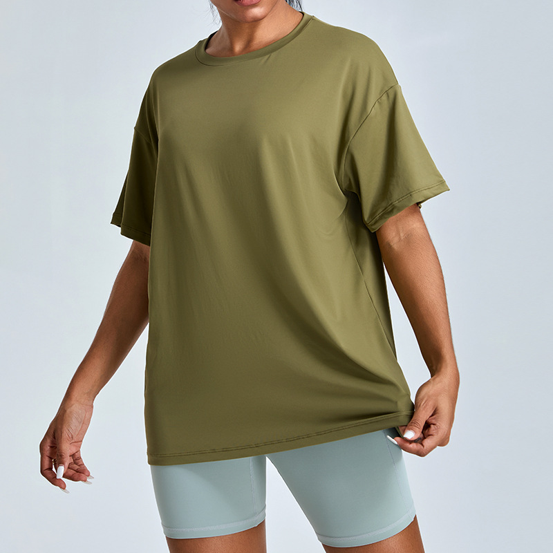 Nueva camiseta deportiva transpirable al aire libre de mangas cortas ropa de yoga mujer universal suelta rápida secado ligero correr ropa de fitness