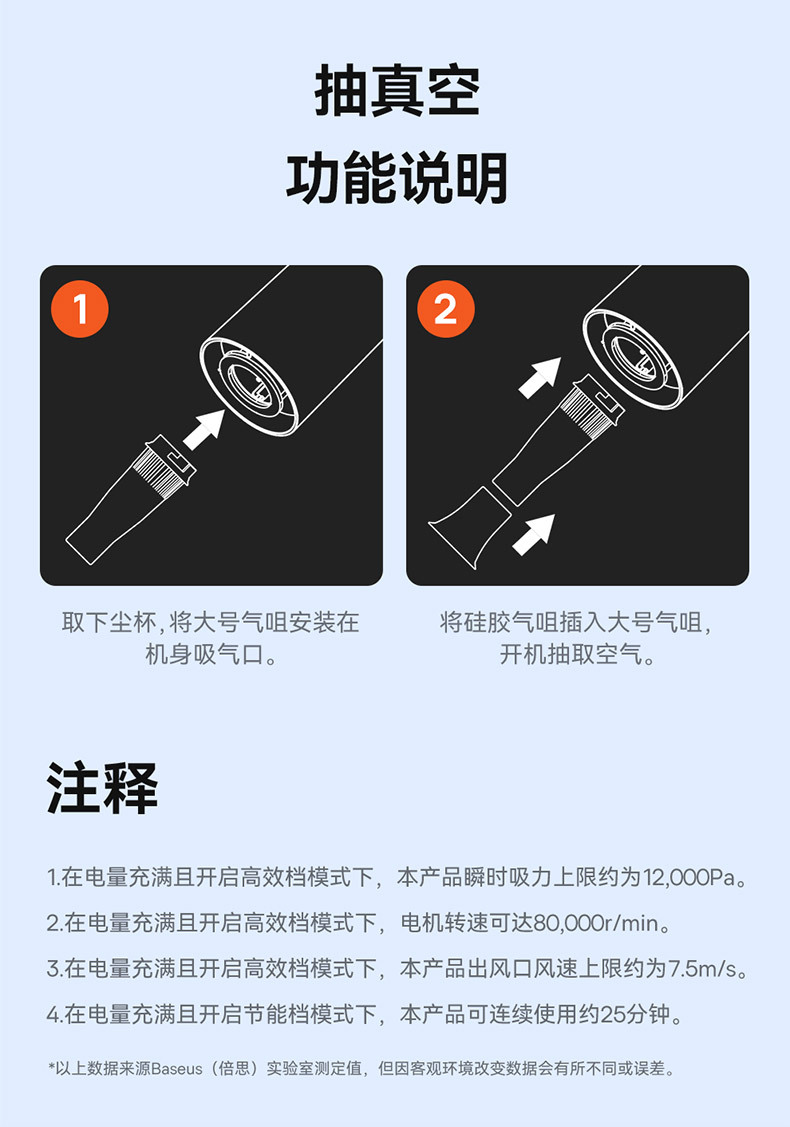 Baseus A5 Air Car Vacuum Cleaner Wireless Portable Small Handheld Mini Long-Lasting Battery Life Large Suction and Strong Power