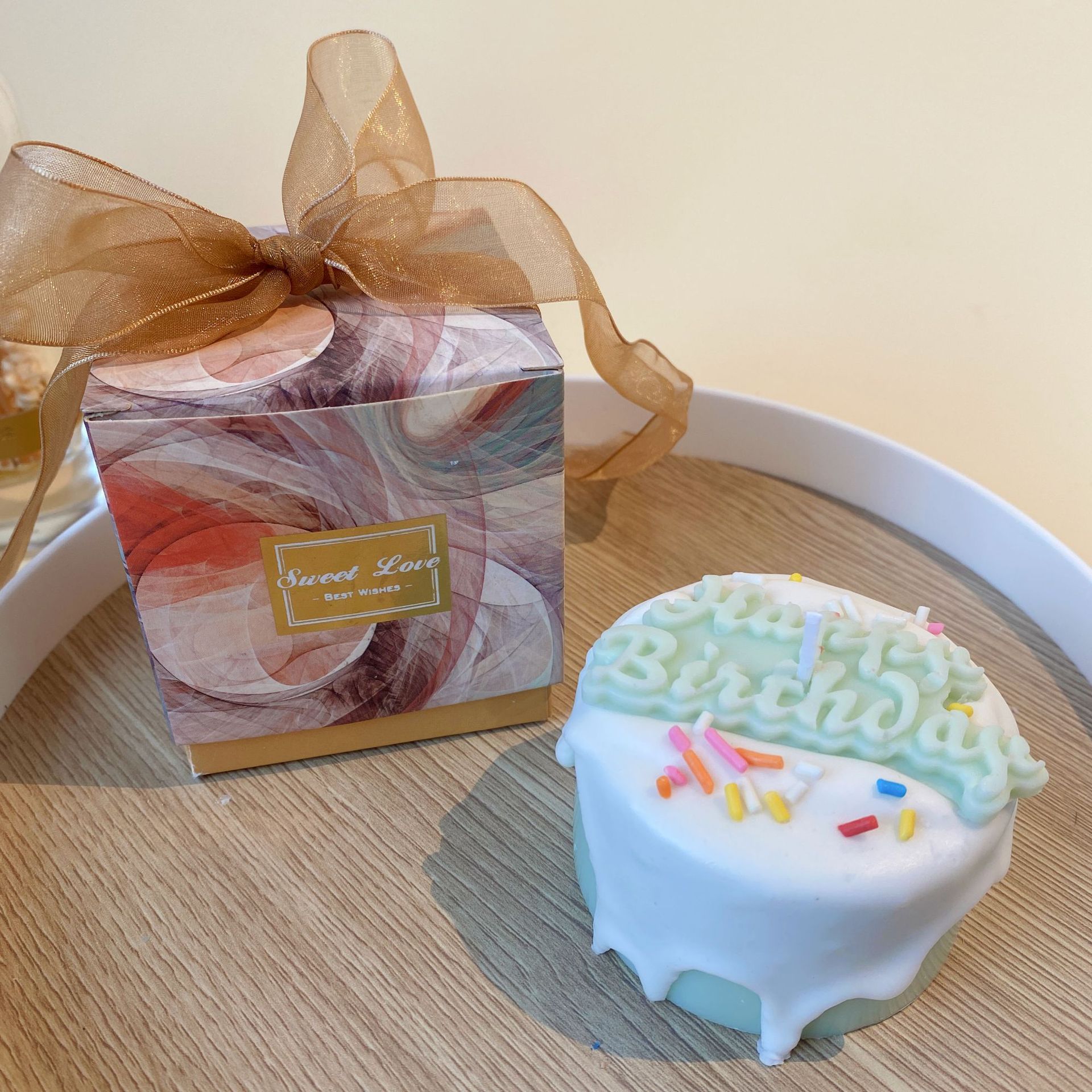 Luz verde hierba Feliz cumpleaños pastel (8*8*5,5)