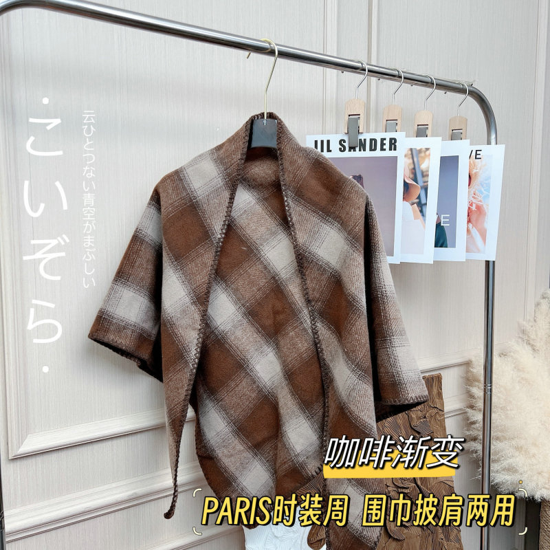 韩版美拉德百搭英伦风三角巾女生优雅简约时尚披肩保暖毛围巾批发|undefined