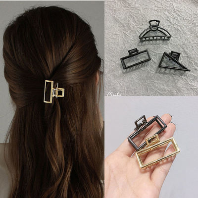 Ponytail Grip Retro Simplicity black invisible Clamp Geometry Metal Hair caught alloy Hairpin