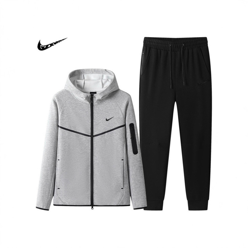 Cross-Border Popular Men's Autumn Outdoor Leisure Sports Suit Men's Hooded Running Cardigan Long-Sleeved Trousers Two-Piece Set