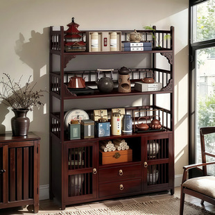 New Chinese Style Tea Cabinet Tea Room Storage Rack Small Bogu Rack Solid Wood Tea Cabinet Tea Storage Cabinet Tea Set Display Rack