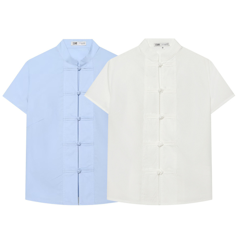 Myst&Za New Summer Style Refreshing and Gentle Style New Chinese Style Stand-Up Collar Buttoned Casual Short-Sleeved Shirt 2904256 Myst&Za New Summer Style Refreshing and Gentle Style New Chinese Style Stand-Up Collar Buttoned Casual Short-Sleeved Shirt 2904256