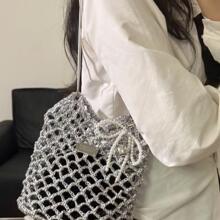 2mm碎银线手工钩针编织夏日清爽buling小银线包diy材料包送女友