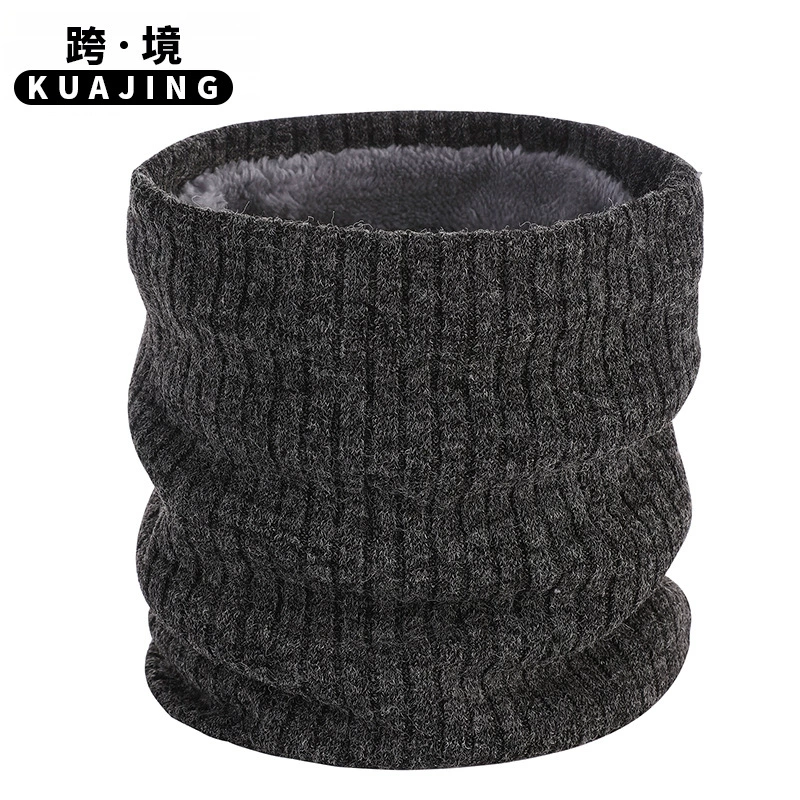 Зимний двухслойный вязаный шарф на флисовой подкладке, толстый теплый воротник, однотонный шерстяной вязаный шарф с одной петлей, осенне-зимний мужской и женский Универсальный шарф