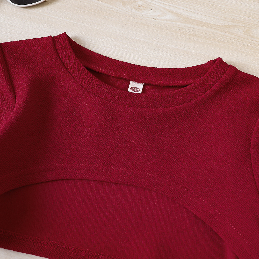 Vêtements pour enfants EW, nouveau produit pour grands enfants, jupe à carreaux d'automne pour filles + ensemble haut court DTZ844-D_voghion.com