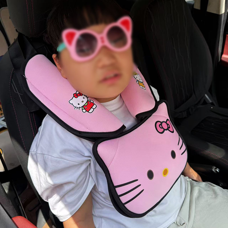 Cat Head Auxiliary Safety Belt Limiter Holder, Car Kids Safety Belt Adjustment Anti-Stranglehold Shoulder Protector