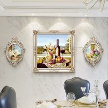 餐厅装饰画饭客厅壁画静物水果红酒挂画欧式画简欧三联创意油画