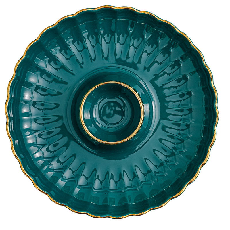 Dumpling plato con plato de vinagre dumpling placa especial hogar cerámica oro borde desayuno plato creativo compartimiento merienda plato