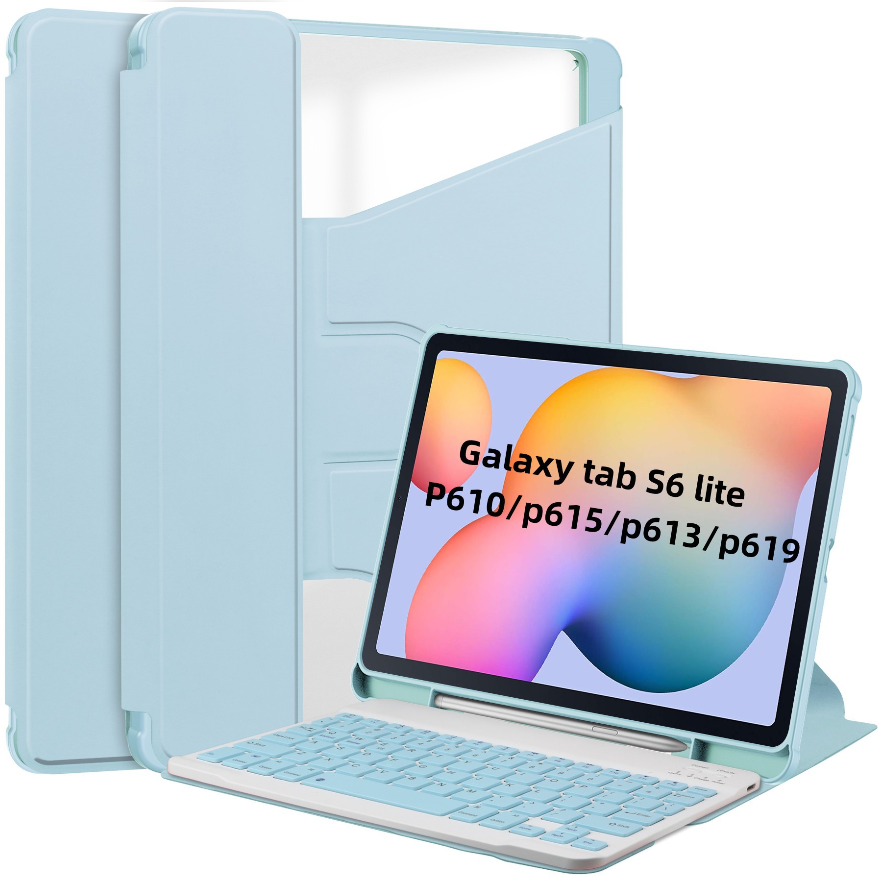 适用Samsung tab S6 lite蓝牙键盘保护套360°旋转支架S9平板皮套