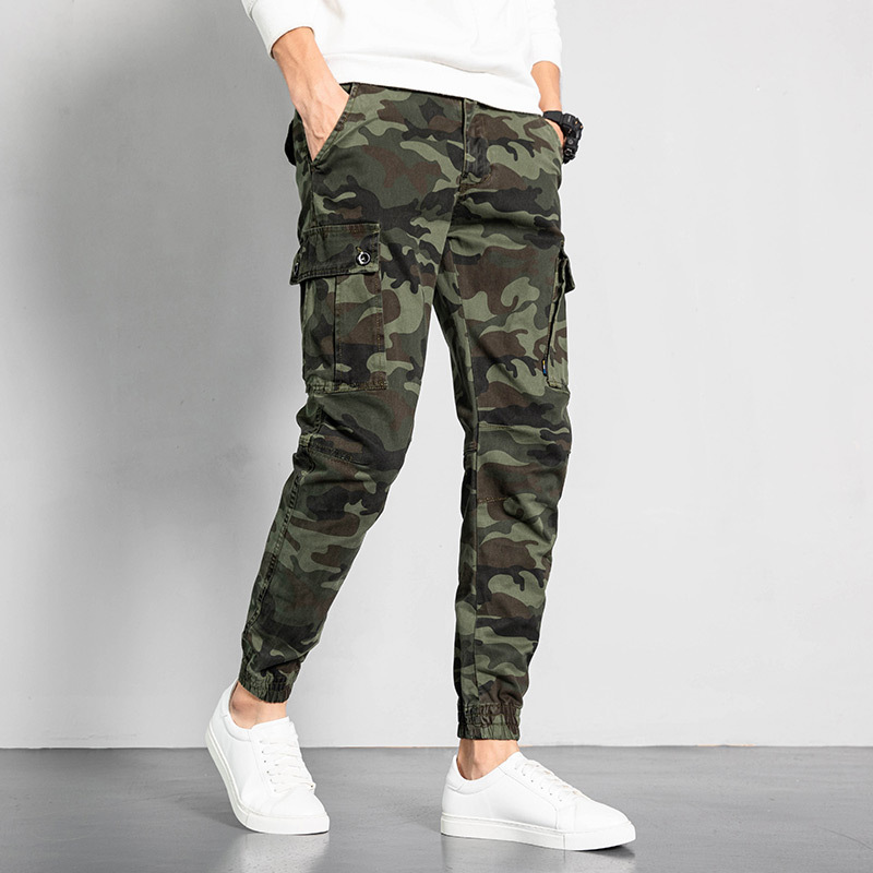 Autumn and winter multi-bag overalls men's camouflage casual outdoor sports pants ankle-length loose Korean trendy brand