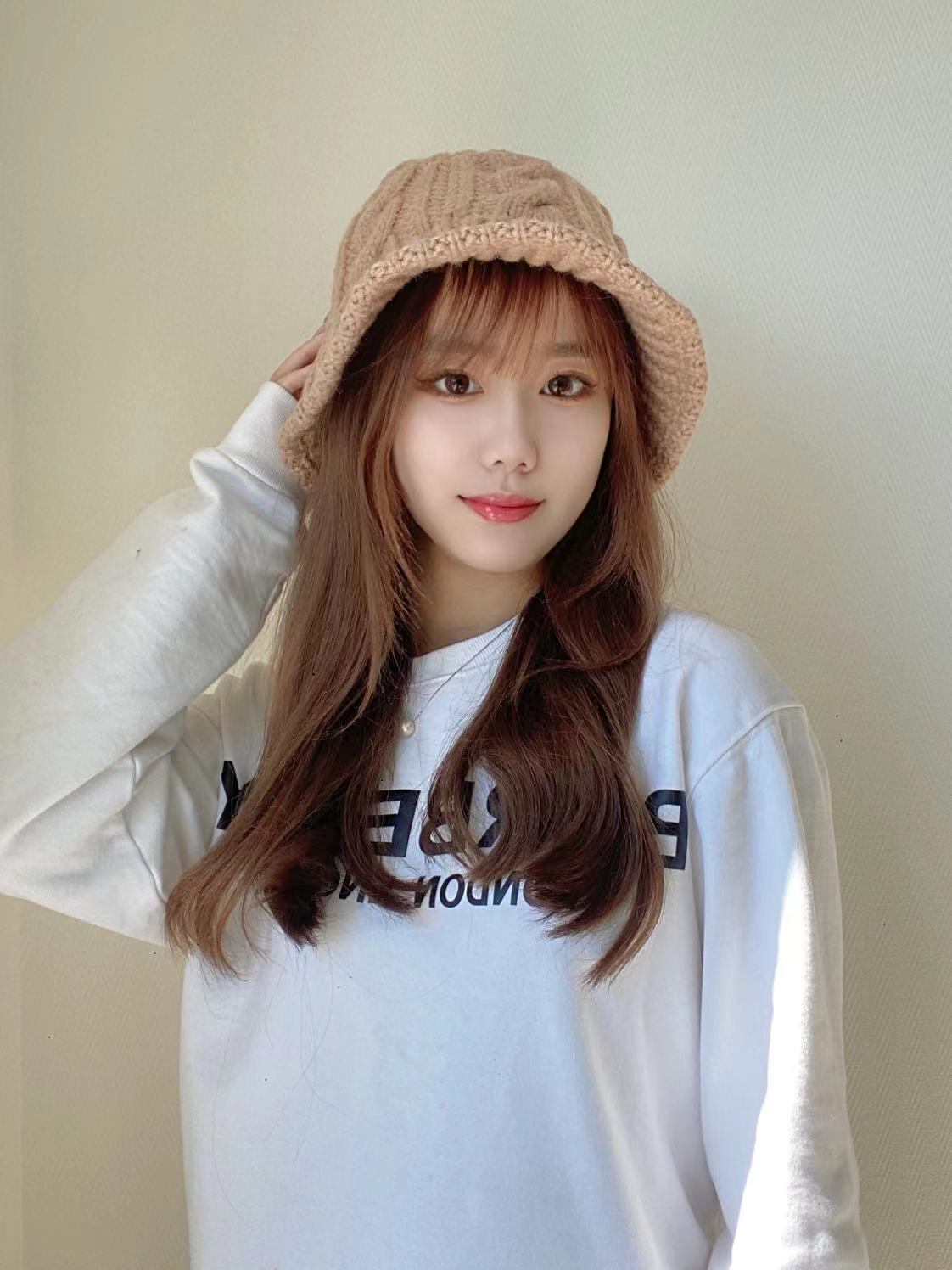 麻花渔夫帽模特图