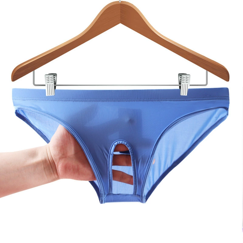 Мужское нижнее белье, трусы, мужские цельные сексуальные ультратонкие брюки из ледяного шелка с открытой промежностью, нижнее белье унисекс, сексуальное