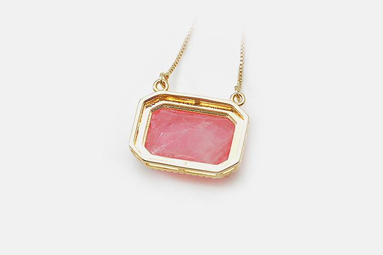 Women'S Gender Fashion Pink Pendant Gold-plated Copper Necklace Wholesale Nihaojewelry