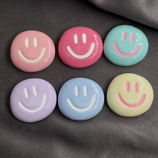 High-end smiling face 6-color set cartoon resin jewelry accessories diy mobile phone case cream glue handmade hairpin patch