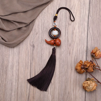 gourd lotus peach sandalwood car – Car hanging - wood-gourd-lotus-coffee