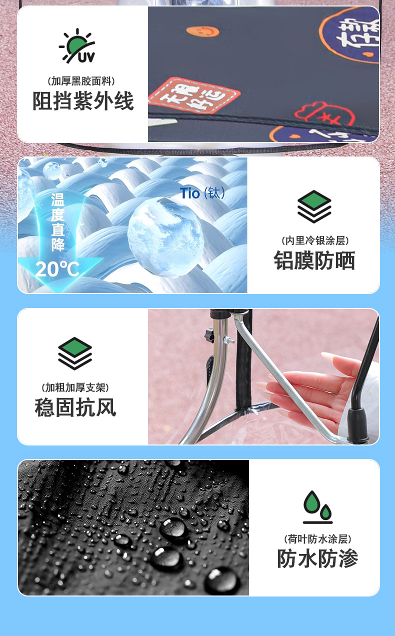 Rainproof and windproof canopy for electric vehicles, detachable new model, double-layer sunshade and rain umbrella for electric motorcycles