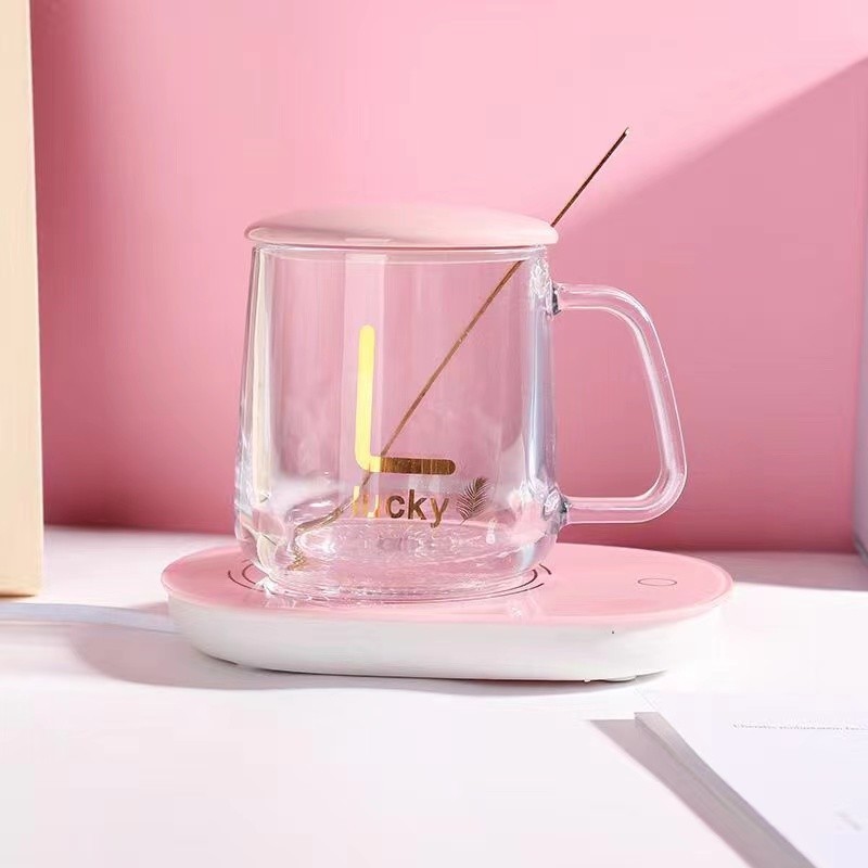 55度恒溫杯玻璃恒溫杯耐高溫加熱快熱牛奶商務禮品套裝恒溫馬克杯