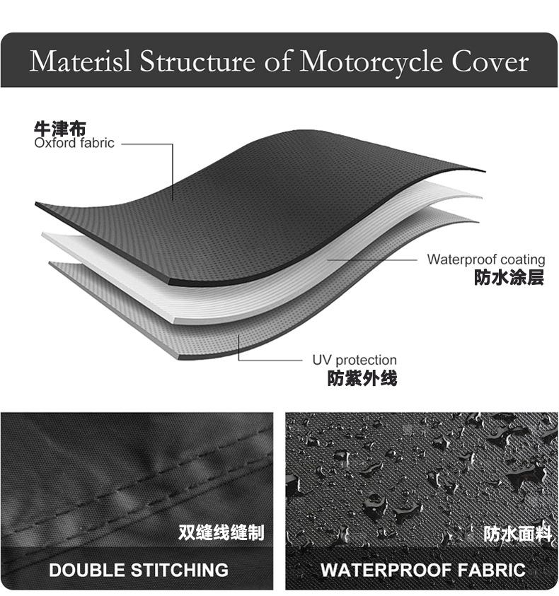 Customized Motorcycle Cover Rainproof, Sunproof and Dustproof Cover 210D Motorcycle Cover Full Coverage Factory Wholesale