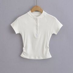 歐美風辣妹V領短袖T恤女夏季新款插肩袖運動休閒高腰短款泰式上衣