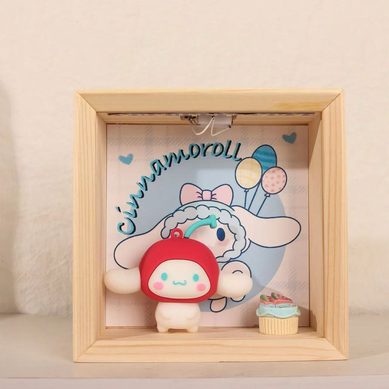 520 Tanabata Día de San Valentín Sanrio lindo dibujos animados luz nocturna marco de fotos decoración para novia y novia regalo de cumpleaños