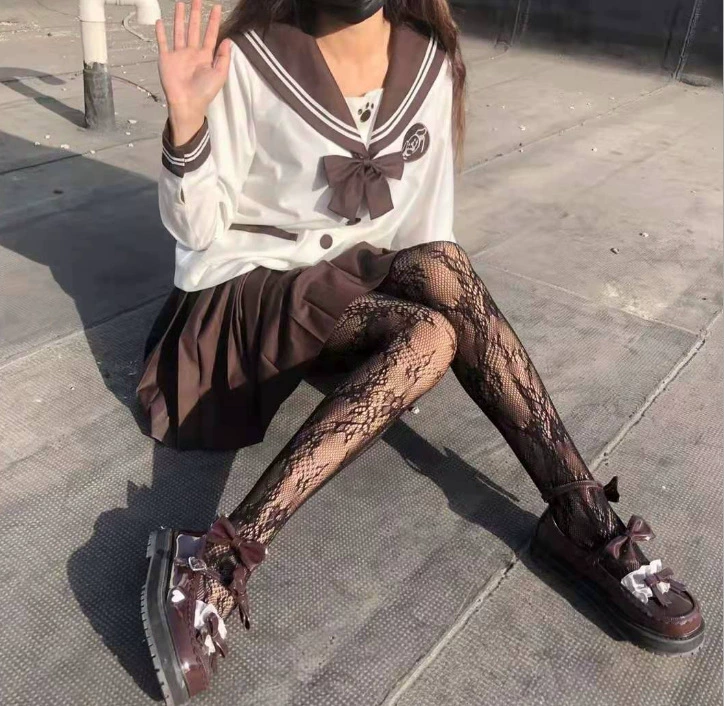 Белые кружевные японские милые тонкие летние колготки, носки, стильLolita, цветы