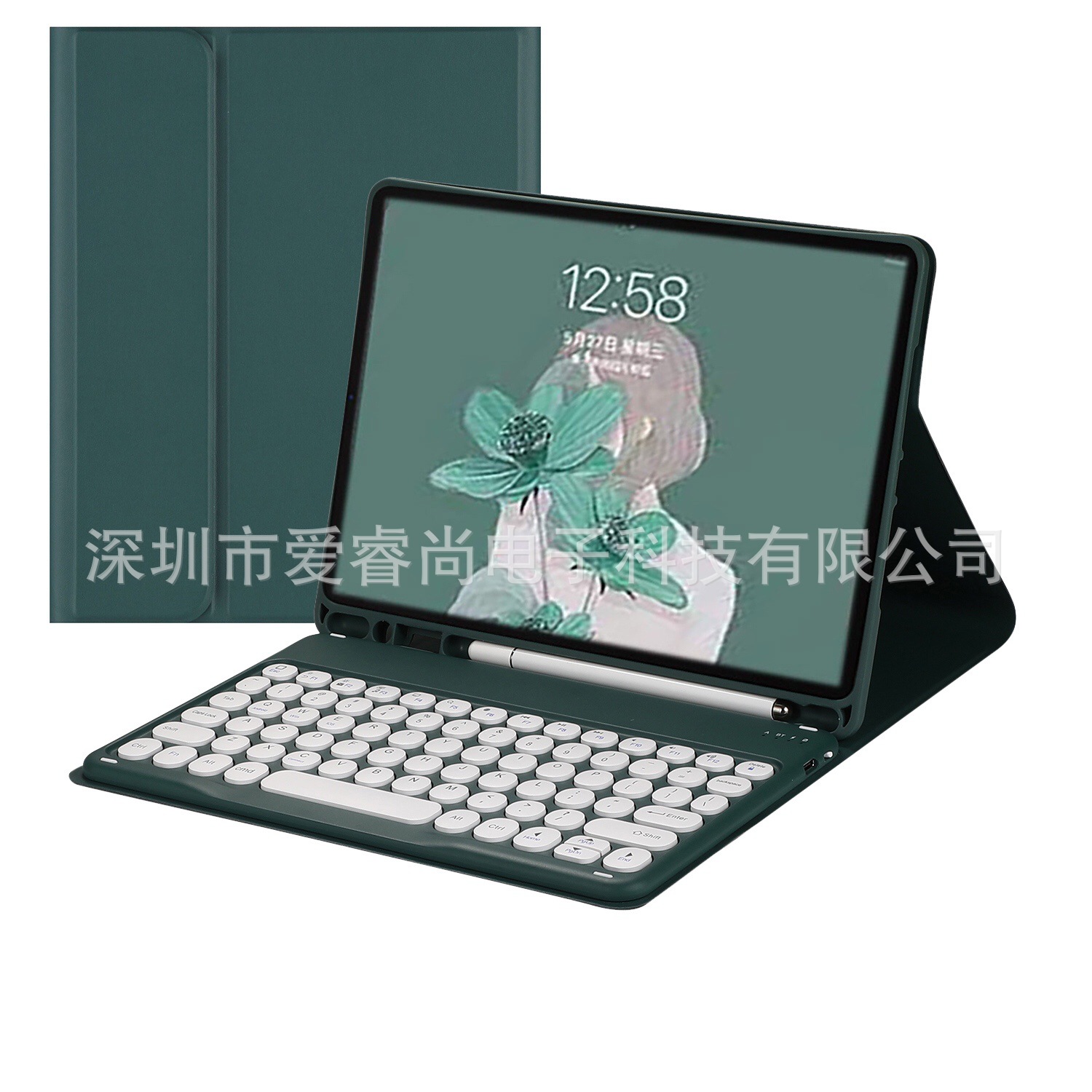 Funda protectora para teclado Bluetooth de 11 generaciones para iPad Funda de cuero para teclado táctil con tapa redonda pro11 magnética de 10,2 pulgadas