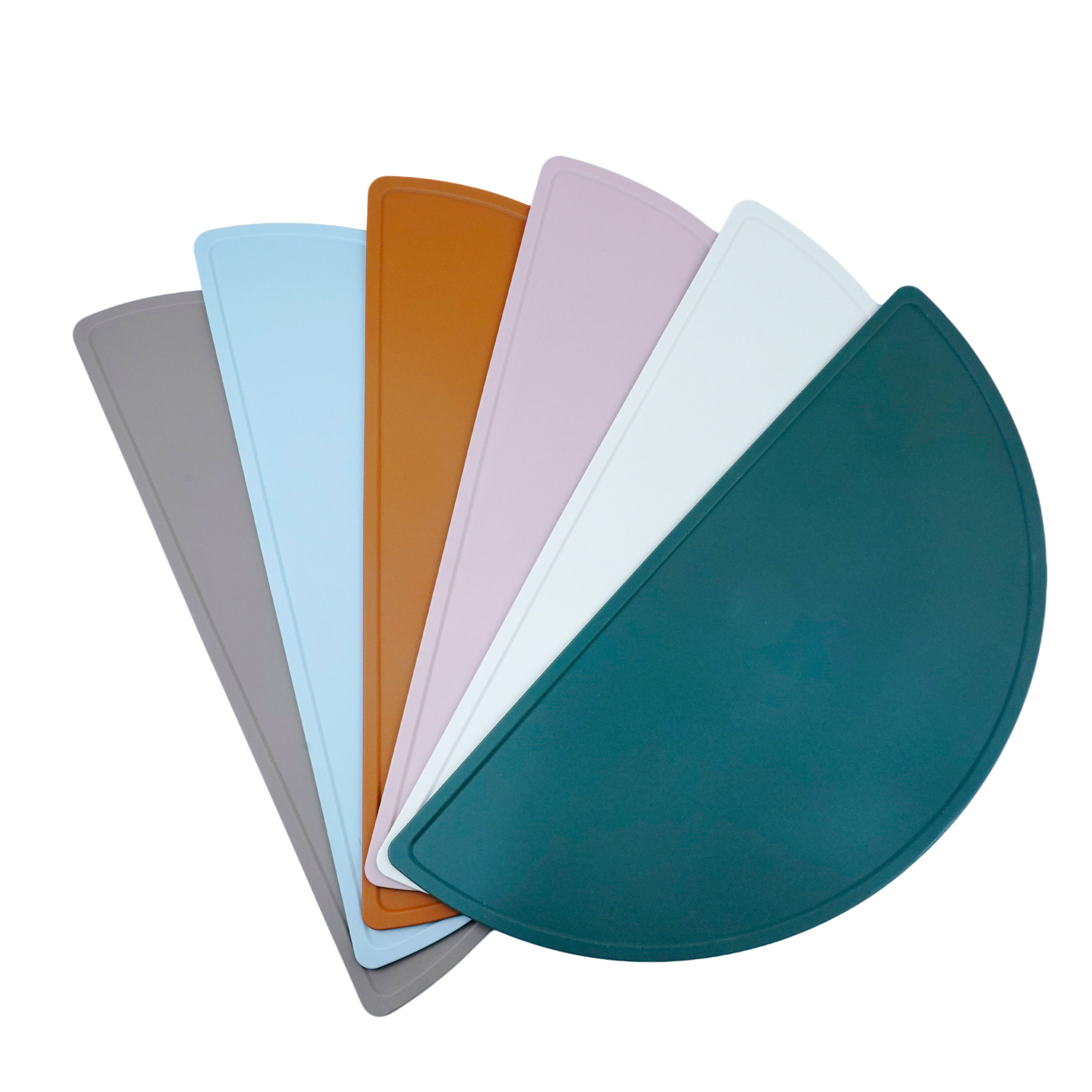 Manteles individuales de silicona para niños en forma de arco semi, manteles individuales de silicona antideslizantes y fáciles de limpiar, manteles individuales de silicona para estudiantes de dibujos animados