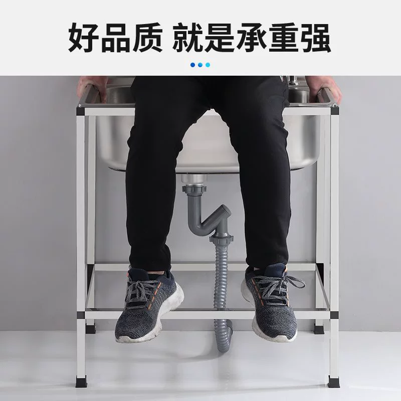 The kitchen stainless steel sink with a bracket, dishwashing tank washing the basin, a single slot for rental house, a simple vegetable rack