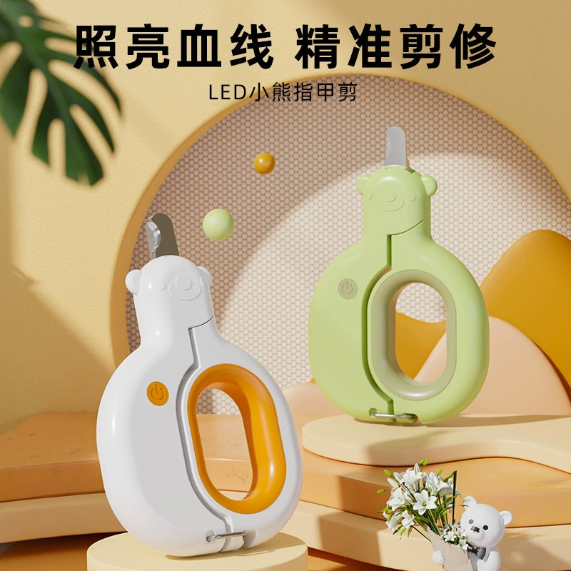 Кусачки для ногтей с мультяшным медведем Светодиодные фонари освещают линию крови Кусачки для ногтей кошек ушные клещи с подсветкой Кусачки для ногтей для кошек